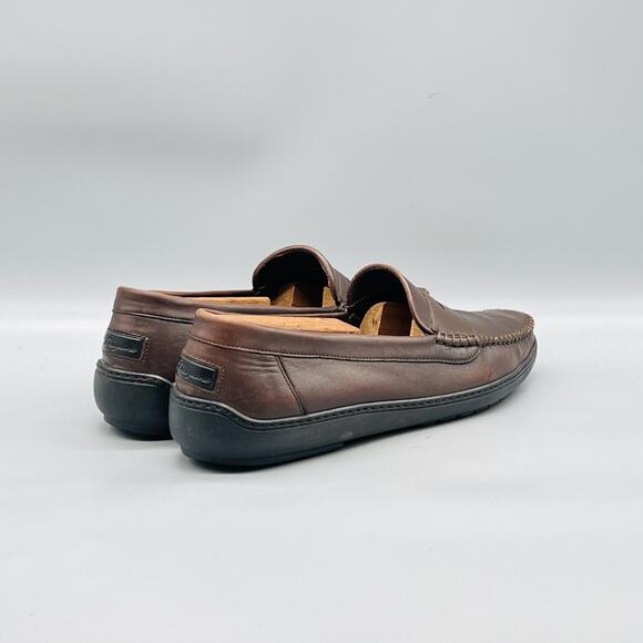 Bragano Shoes Mens 10 Brown Leather Penny Loafers Slip On Dress Italy Comfort
